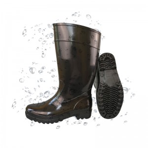 Slip and Chemical Resistant Black Economy PVC Rain Boots for Man