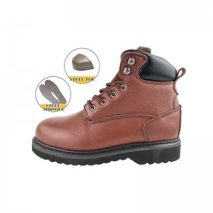 6 Inch Brown Goodyear Safety Shoes with Steel Toe and plate