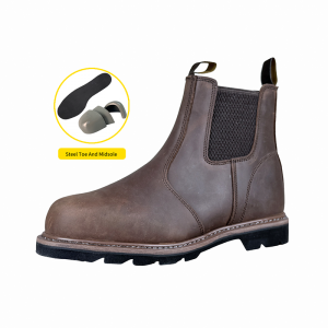 Chelsea Goodyear-Welt Labor Shoes Steel Toe Grain Leather Boots