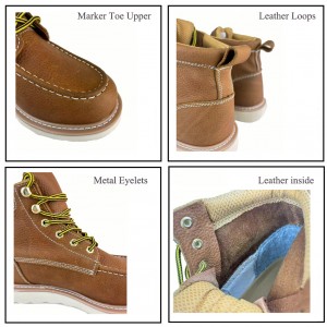 Light Weight Grain Leather Shoes Moc Toe Goodyear Work Boots