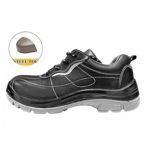Low Cut Steel Toe Work Boots Black Lace-up Non-slip Shoes
