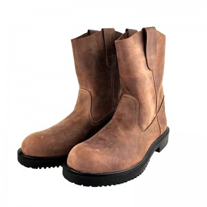 Cowboy Brown Crazy-horse Cow Leather Working Boots for Men