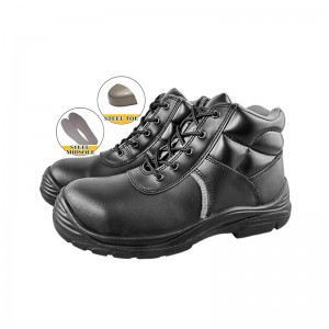 S1P 6 inch Classic PU-sole Injection Black Leather Steel Toe Work Boots