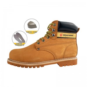 Yellow Nubuck Goodyear Welt Safety Shoes with Steel Toe and Midsole