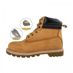 Yellow Goodyear Welt Safety Leather Shoes with Steel Toe and Midsole