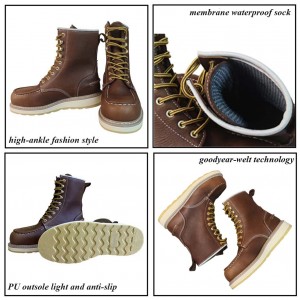 Moc Steel Toe Boots membrane Waterproof goodyear welt Leather Shoes