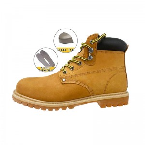 Yellow Nubuck Goodyear Welt Safety Leather Shoes with Steel Toe Cap
