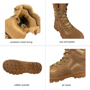 Tactical Work Boots Suede Cow Leather Outdoor Hiking Boots Brown