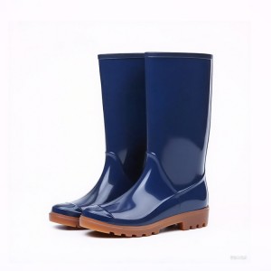 Knee High Rain Boots Oil Resistant Blue PVC Waterproof Footwear
