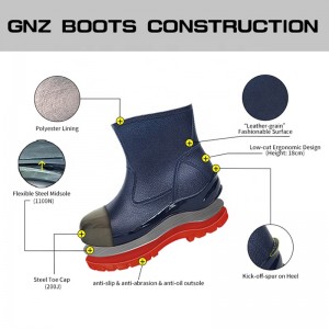 Low-cut PVC Safey Rain Boots With Steel Toe And Steel Midsole