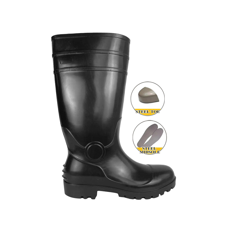 Galeton Repel Footwear 15" PVC Waterproof Boots - Economy Plain Toe Work Boots (Size 13, Black)