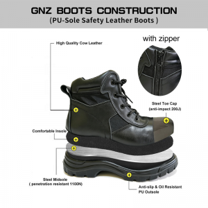 Steel Toe Combat Boots Leather Training Protective Footwear