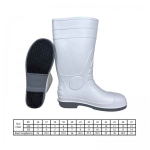 সাদা রাসায়নিক পিভিসি বুট স্টিল টো রাবার জুতা নন স্লিপ