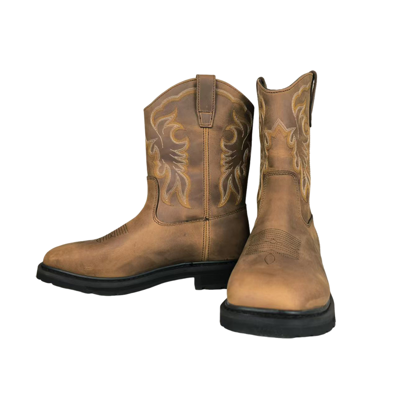 Wide square toe cowboy boots