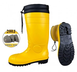 Yellow Gum Boots Steel Toe PVC Safety Shoes Chemical Resistant