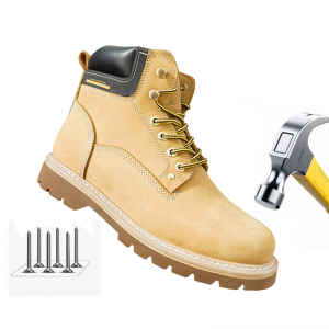 Yellow Nubuck Leather Boots Cowboy Steel Toe Goodyear Welt Shoes