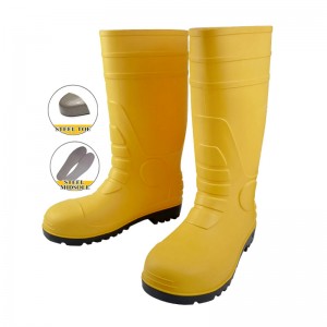 Top Cut Steel Toe Cap PVC Rain Boots Botas De Lluvia
