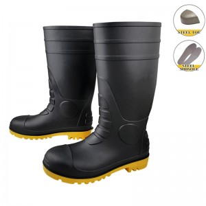 Black Wide Fit Chemical Resistant PVC Work Rain Boots