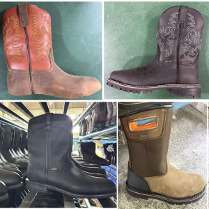 Western Cowboy Boots Wide Square Toe Leather Shoes