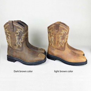 Western Cowboy Boots Wide Square Toe Leather Shoes