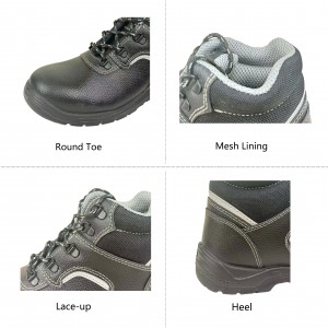 Mid Cut Lace Up Reflective Safety Shoes Anti-slip PU-sole Boots