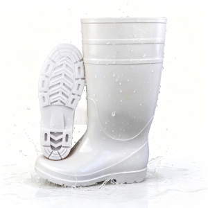 White PVC Food Industry Chef Boots Anti-Slip Chemical-Resistant Rain Boots