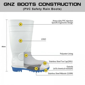 Chemical Gum Boots Puncture Shoes PVC Rain Boots Steel Toe