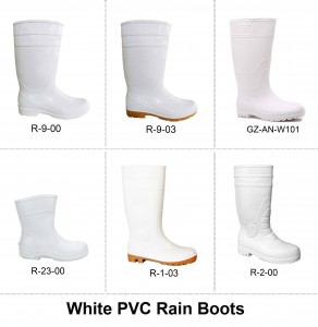White PVC Food Industry Chef Boots Anti-Slip Chemical-Resistant Rain Boots