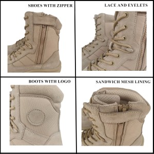 Sand Suede Leather Shoes Zipper Military Tactical Boots