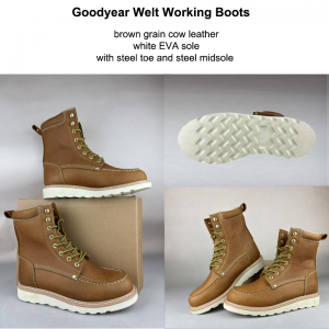 High Cut Safety Leather Shoes Goodyear Welt Steel Toe Boots