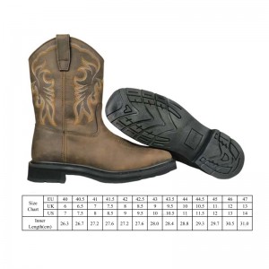 Embroidery Goodyear Welt Boots Cowboy Grain Leather Working Shoes