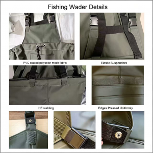 PVC coated polyester mesh fabric waders fish waders