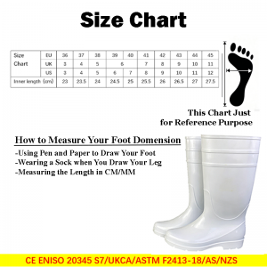 White PVC Food Industry Chef Boots Anti-Slip Chemical-Resistant Rain Boots