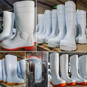 White PVC Food Industry Chef Boots Anti-Slip Chemical-Resistant Rain Boots